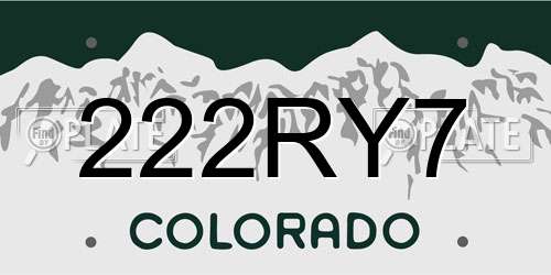 222RY7 Colorado License Plate