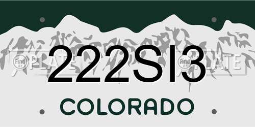 222SI3 Colorado License Plate