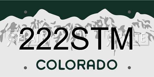 222STM Colorado License Plate