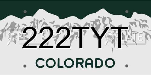 222TYT Colorado License Plate