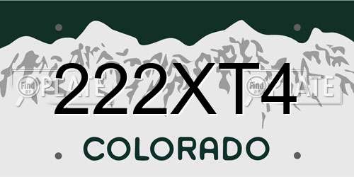 222XT4 Colorado License Plate