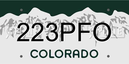 223PFO Colorado License Plate