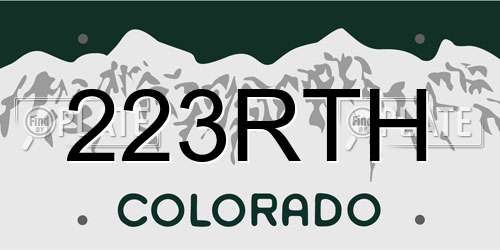 223RTH Colorado License Plate