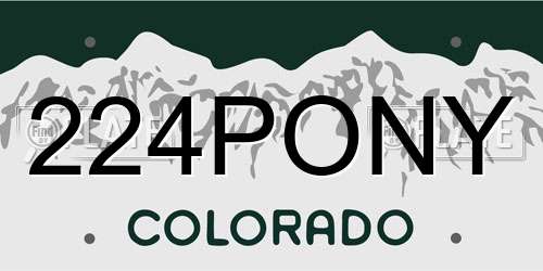 224PONY Colorado License Plate
