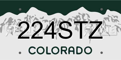 224STZ Colorado License Plate