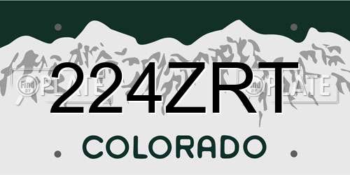 224ZRT Colorado License Plate