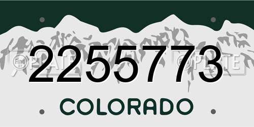2255773 Colorado License Plate
