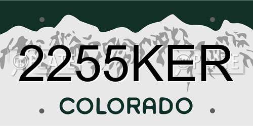 2255KER Colorado License Plate