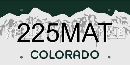 225MAT Colorado License Plate