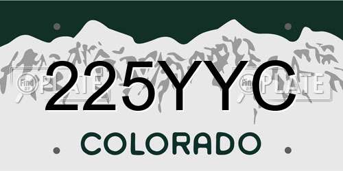 225YYC Colorado License Plate