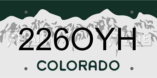 226OYH Colorado License Plate