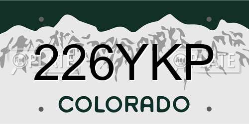226YKP Colorado License Plate