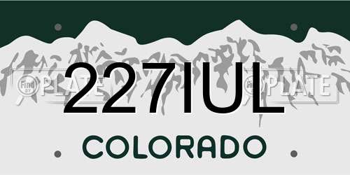 227IUL Colorado License Plate