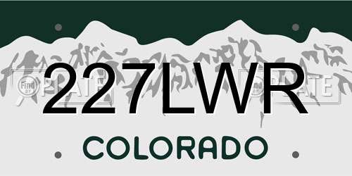 227LWR Colorado License Plate