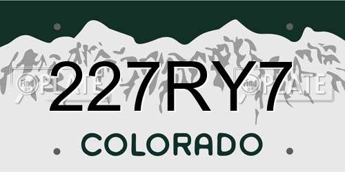 227RY7 Colorado License Plate