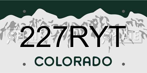 227RYT Colorado License Plate