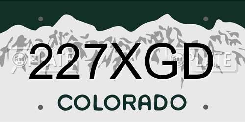 227XGD Colorado License Plate