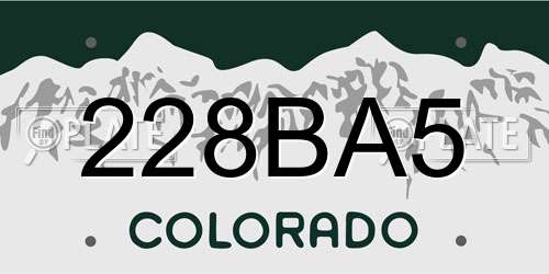 228BA5 Colorado License Plate