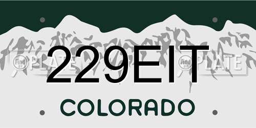 229EIT Colorado License Plate