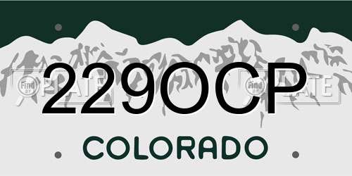 229OCP Colorado License Plate