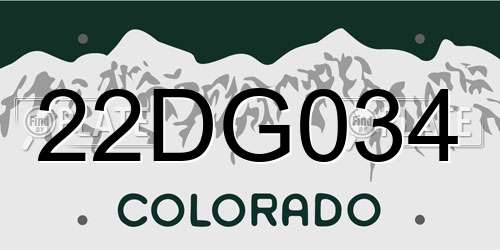 22DG034 Colorado License Plate