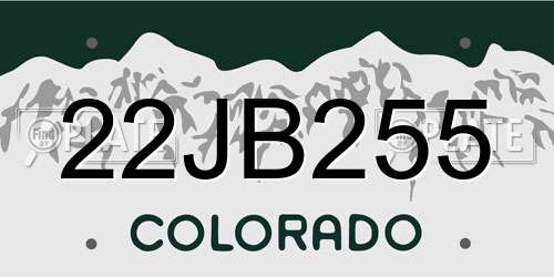 22JB255 Colorado License Plate