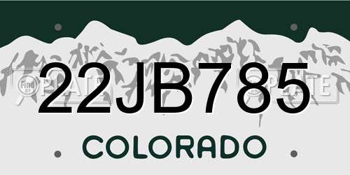 22JB785 Colorado License Plate