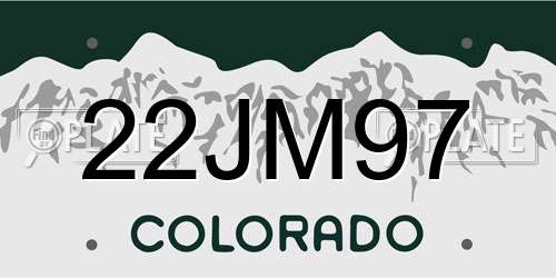 22JM97 Colorado License Plate