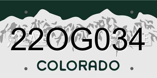 22OG034 Colorado License Plate
