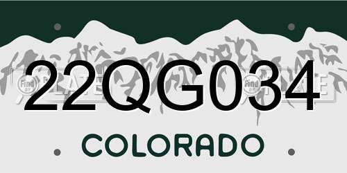 22QG034 Colorado License Plate