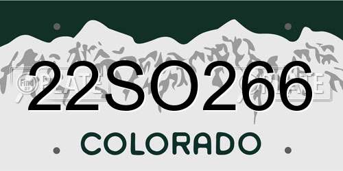 22SO266 Colorado License Plate