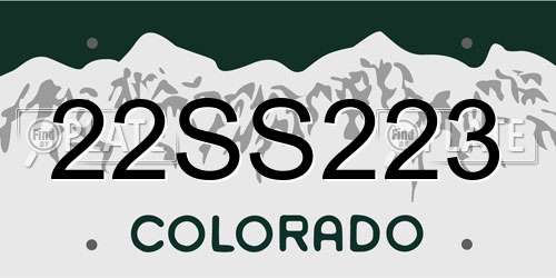 22SS223 Colorado License Plate