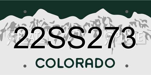22SS273 Colorado License Plate