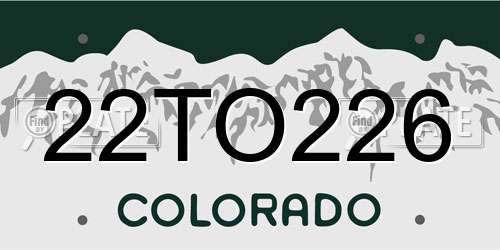 22TO226 Colorado License Plate