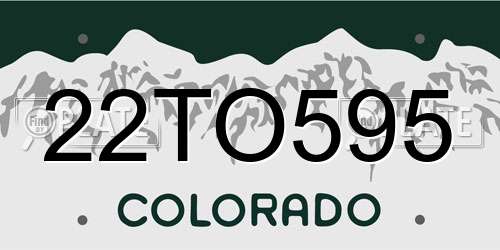 22TO595 Colorado License Plate
