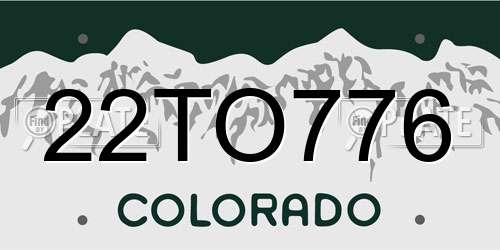 22TO776 Colorado License Plate