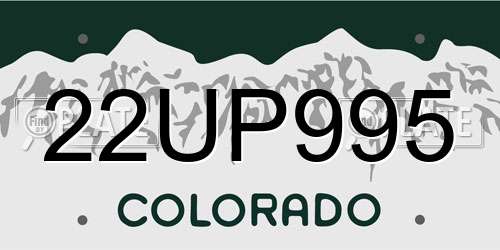 22UP995 Colorado License Plate
