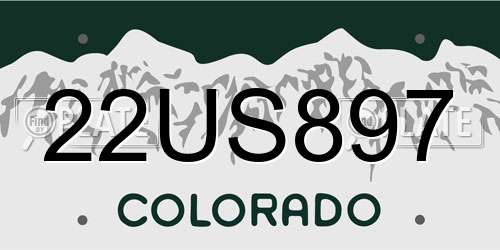 22US897 Colorado License Plate