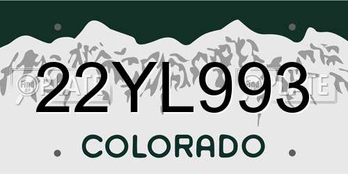 22YL993 Colorado License Plate