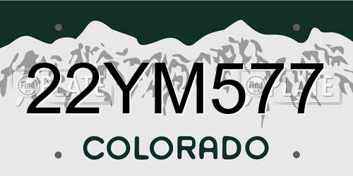 22YM577 Colorado License Plate
