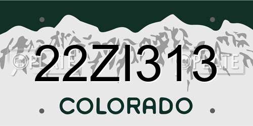 22ZI313 Colorado License Plate