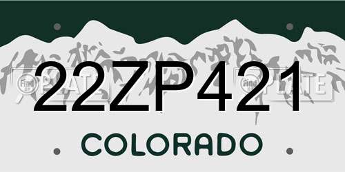 22ZP421 Colorado License Plate
