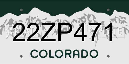 22ZP471 Colorado License Plate