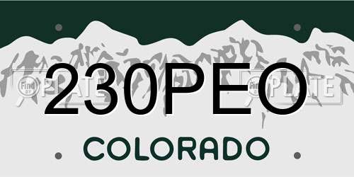 230PEO Colorado License Plate