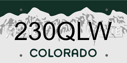 230QLW Colorado License Plate