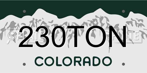 230TON Colorado License Plate