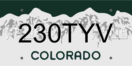 230TYV Colorado License Plate