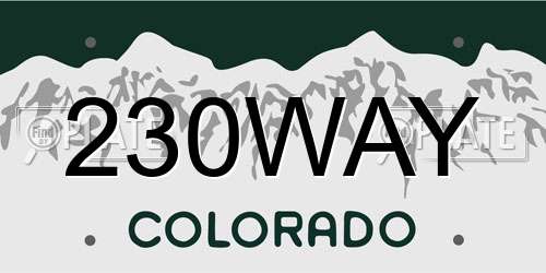 230WAY Colorado License Plate