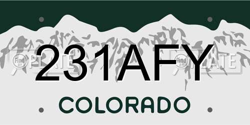 231AFY Colorado License Plate