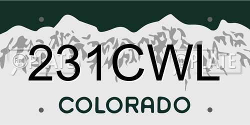 231CWL Colorado License Plate